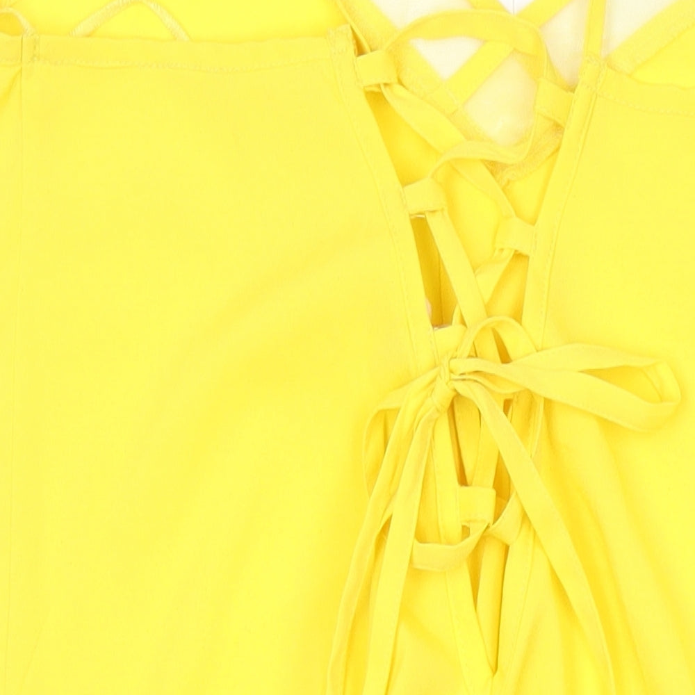 Debenhams Womens Yellow Polyester Slip Dress Size 10 V-Neck