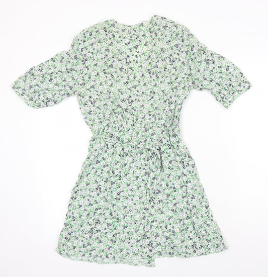 Miss Selfridge Womens Multicoloured Floral Viscose A-Line Size 6 V-Neck