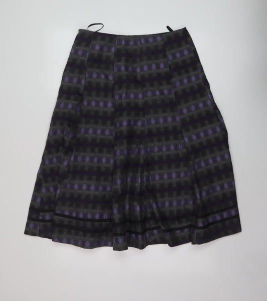 Per Una Womens Grey Geometric Polyester A-Line Skirt Size 12 Zip