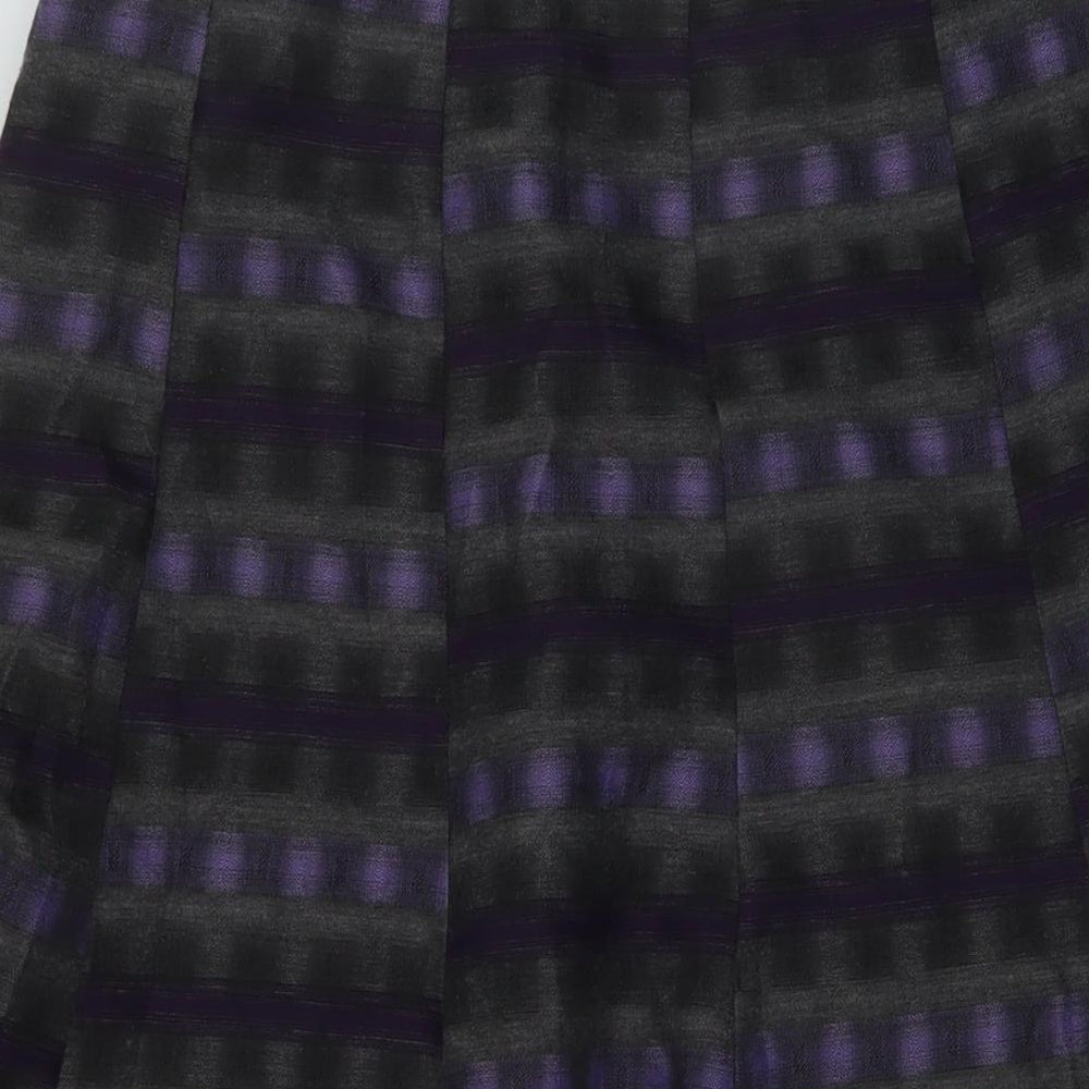 Per Una Womens Grey Geometric Polyester A-Line Skirt Size 12 Zip
