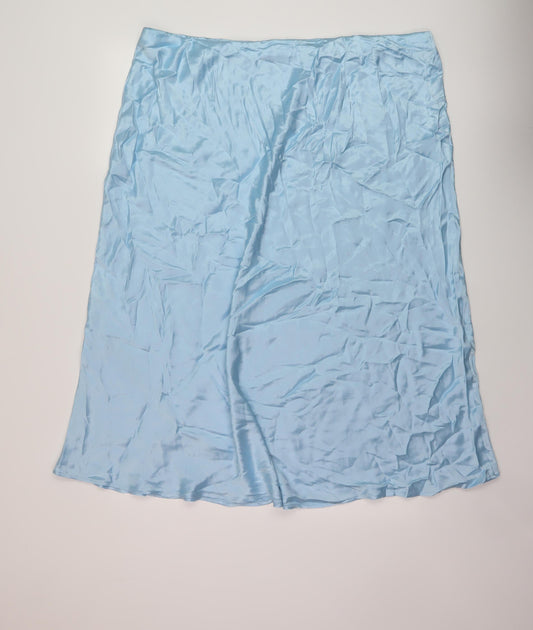 Marks and Spencer Womens Blue Polyester A-Line Skirt Size 24
