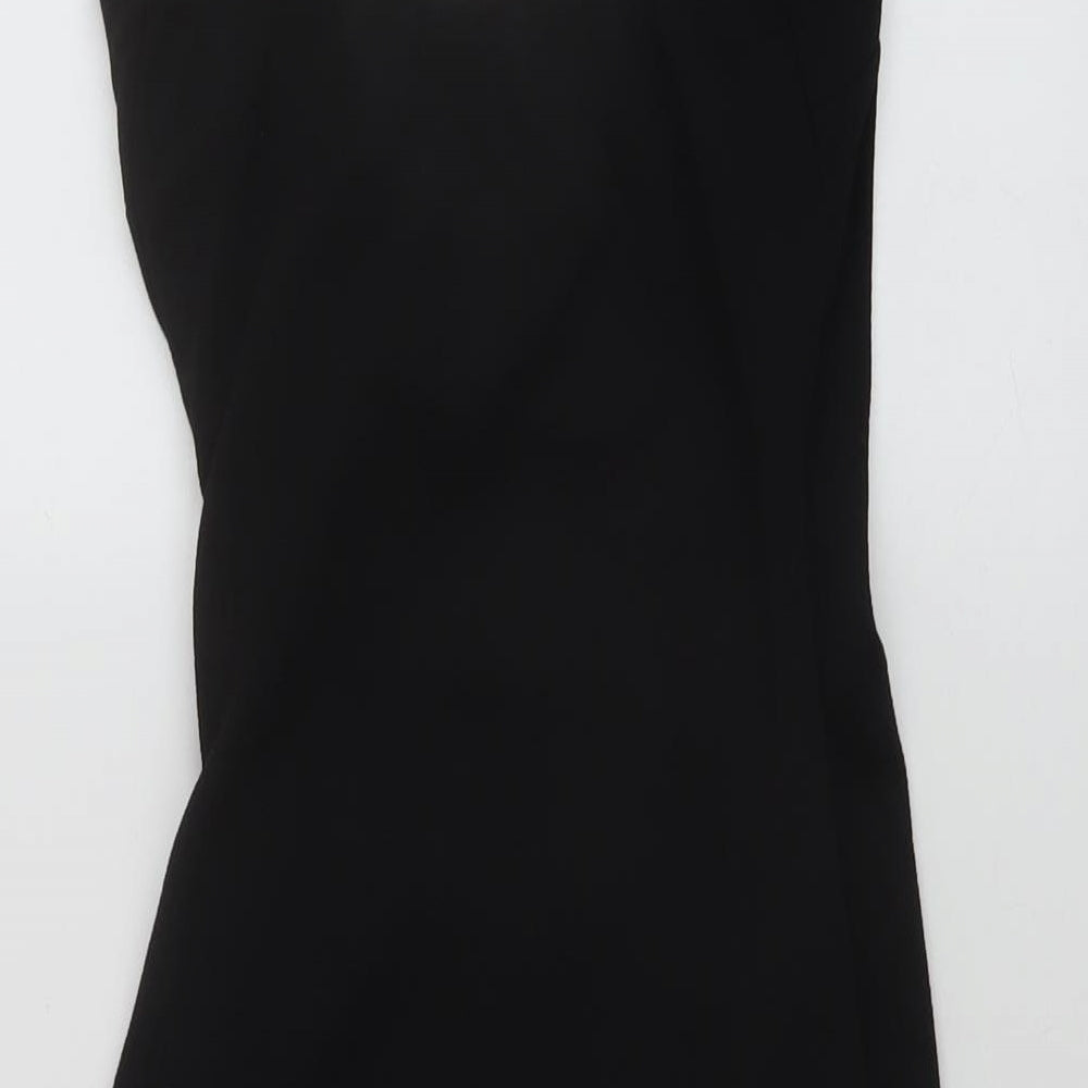 PRETTYLITTLETHING Womens Black Polyester Bodycon Size 6 V-Neck Pullover