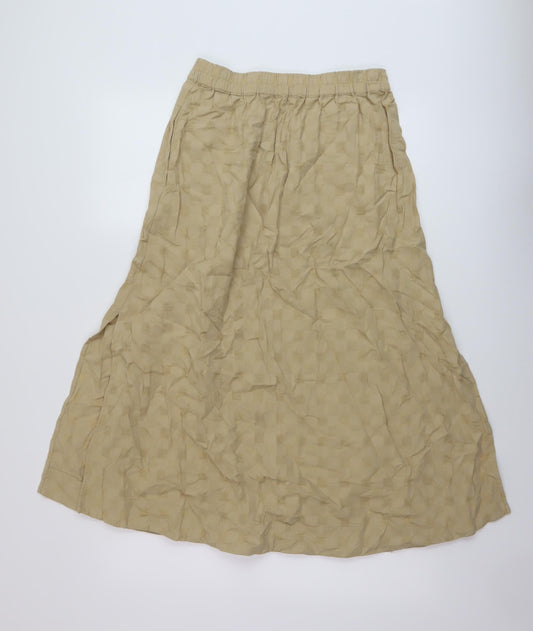 Marks and Spencer Womens Beige Check Polyester A-Line Skirt Size 10