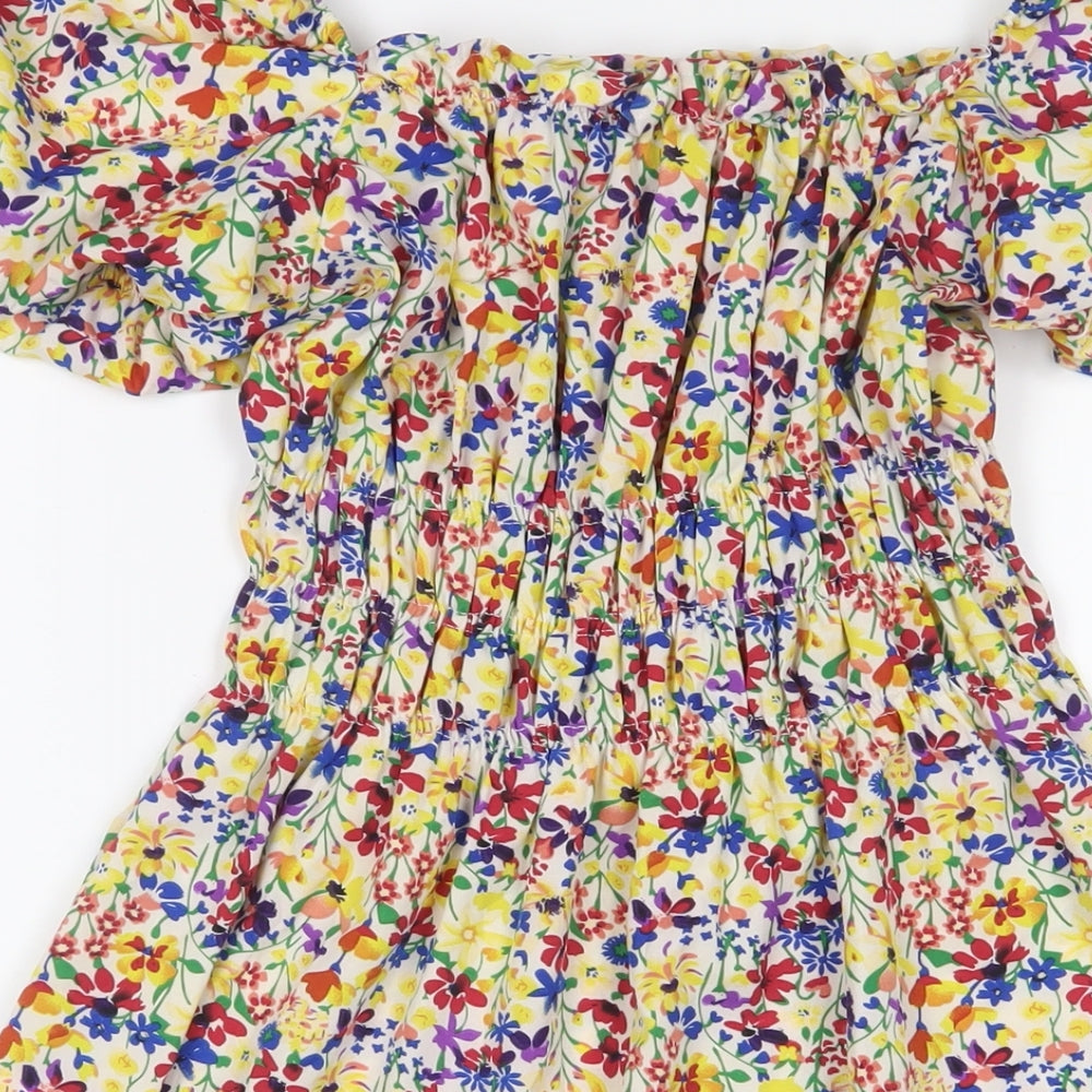 AX Paris Womens Multicoloured Floral Polyester A-Line Size 10 Off the Shoulder Pullover