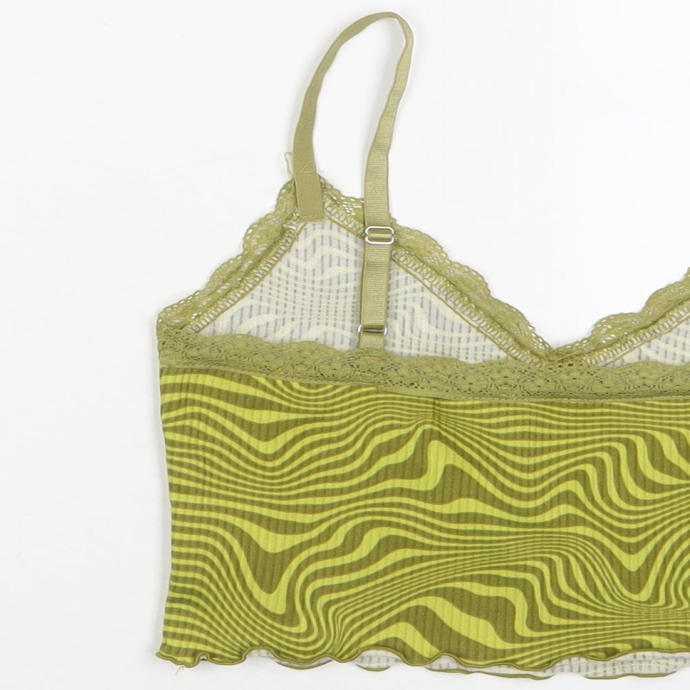 Womens UK Size S H&M Green Cropped Tank