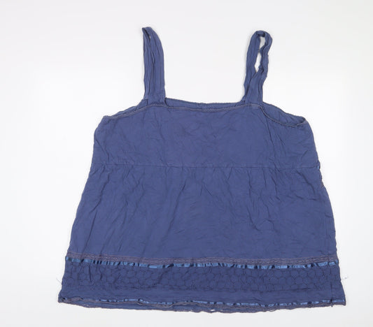 Evans Womens Blue Cotton Camisole Tank Size 26 Square Neck - Embroidered