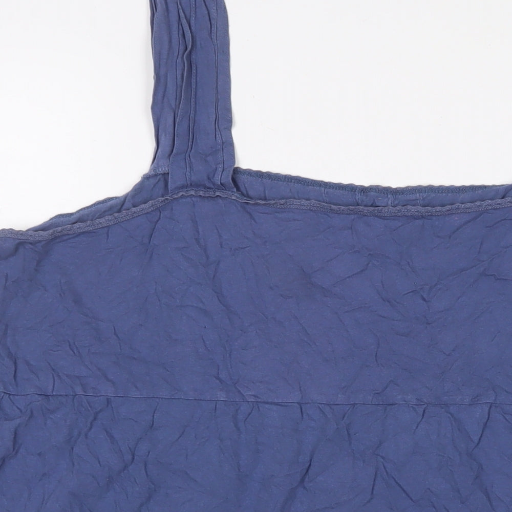 Evans Womens Blue Cotton Camisole Tank Size 26 Square Neck - Embroidered