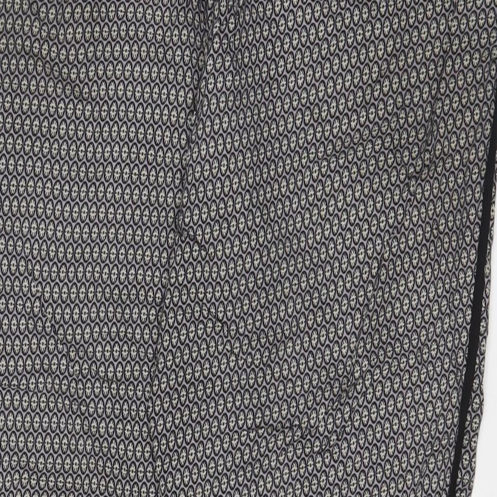 Anne Carson Womens Grey Geometric Viscose Trousers Size XL L26 in Regular Drawstring