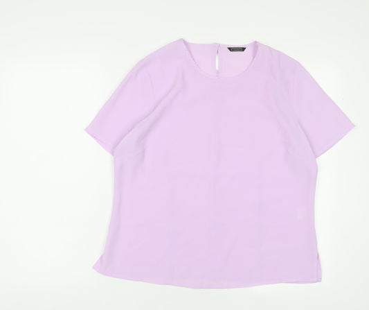 Womens UK Size 14 Debenhams Purple Basic T-Shirt