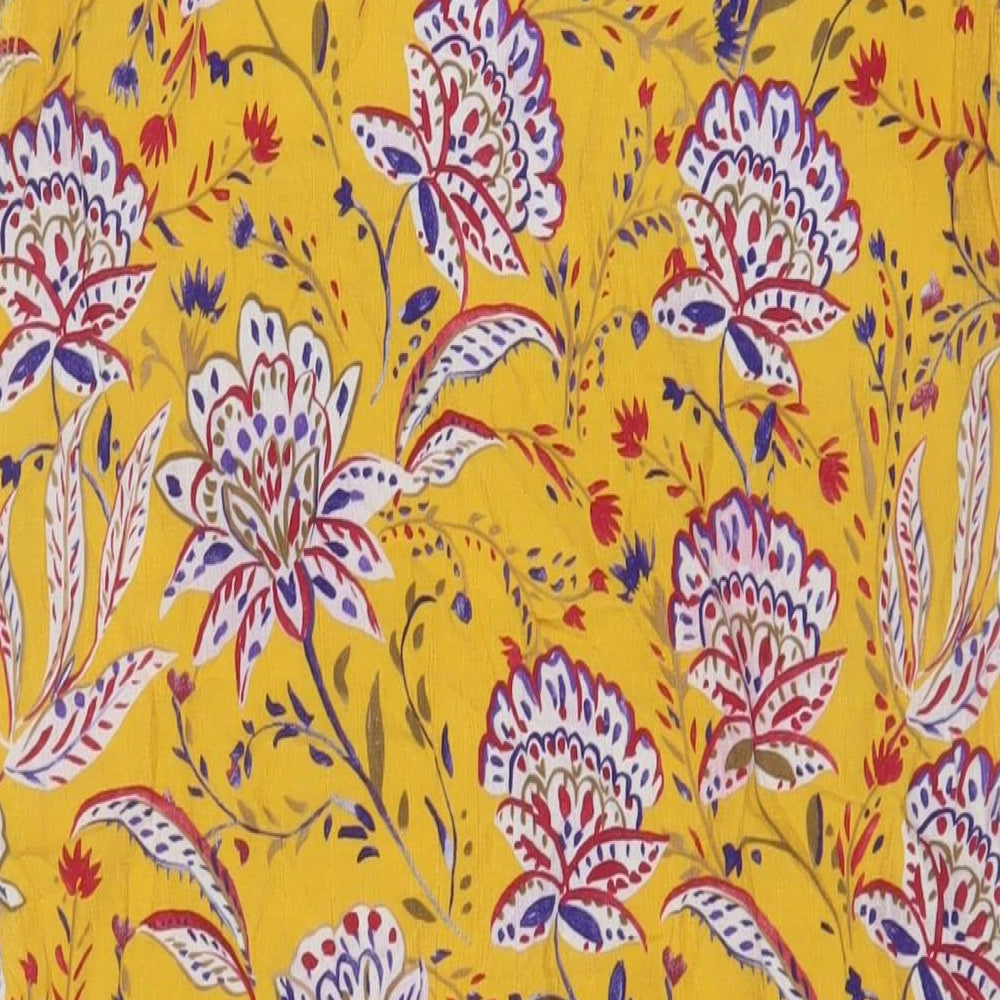 NEXT Womens Yellow Floral Viscose Sheath Size 10 Boat Neck Pullover