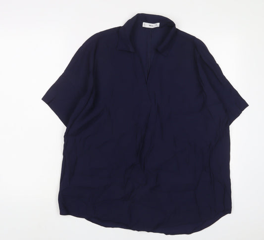 Womens UK Size L Mango Blue Basic Polo