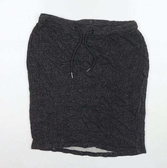 TXM Womens Grey Cotton A-Line Skirt Size M Drawstring