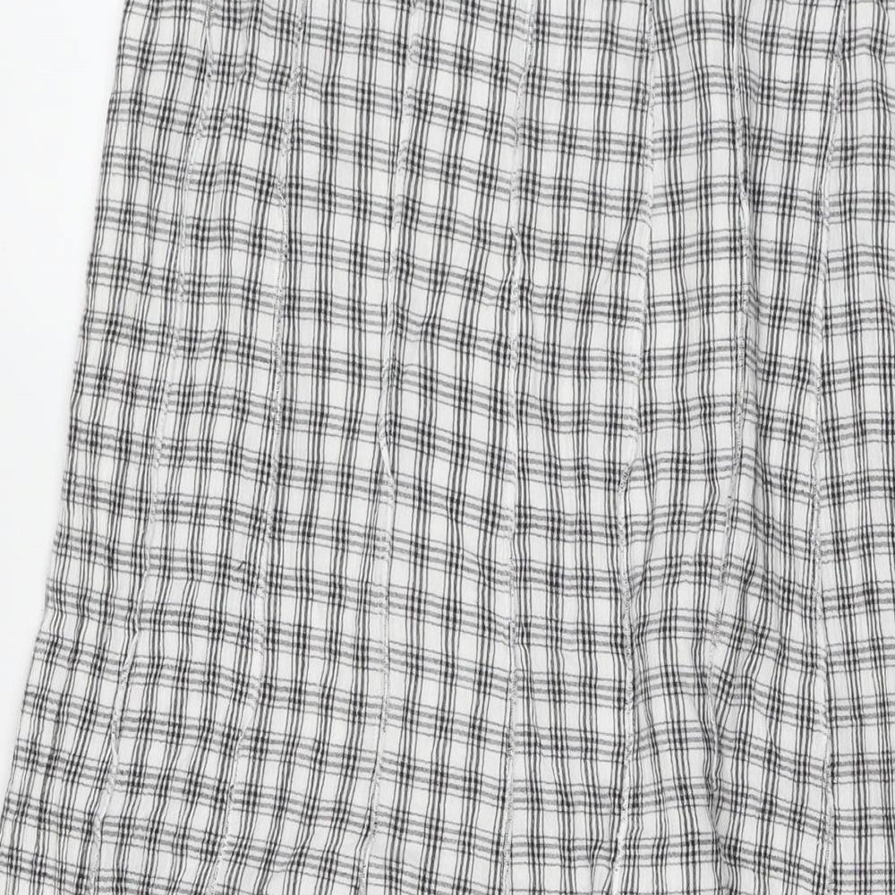 Adini Womens White Check Cotton Maxi Skirt Size 36 in Zip - Label Size L1