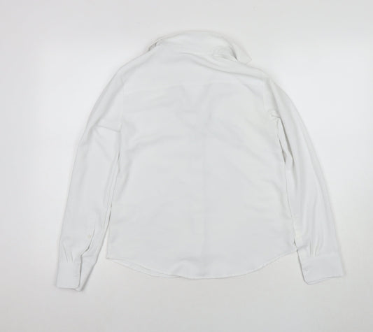 H&M Womens White Polyester Basic Button-Up Size 6 Collared