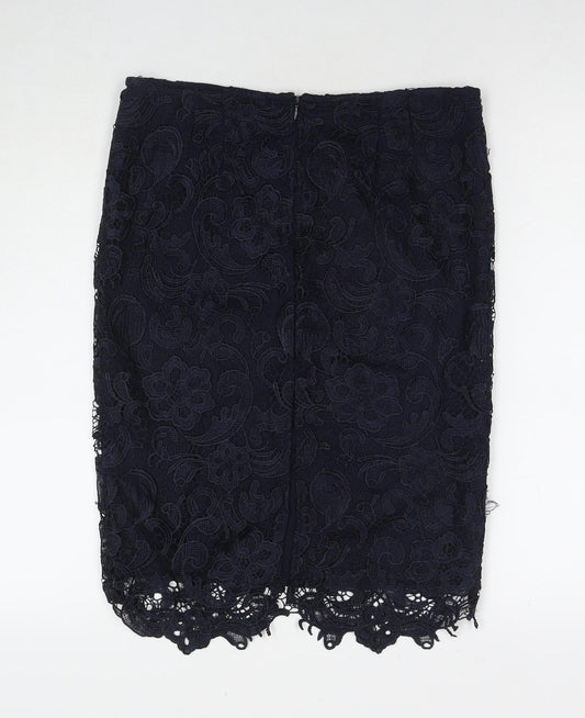 La Redoute Womens Blue Floral Polyester A-Line Skirt Size 12 Zip