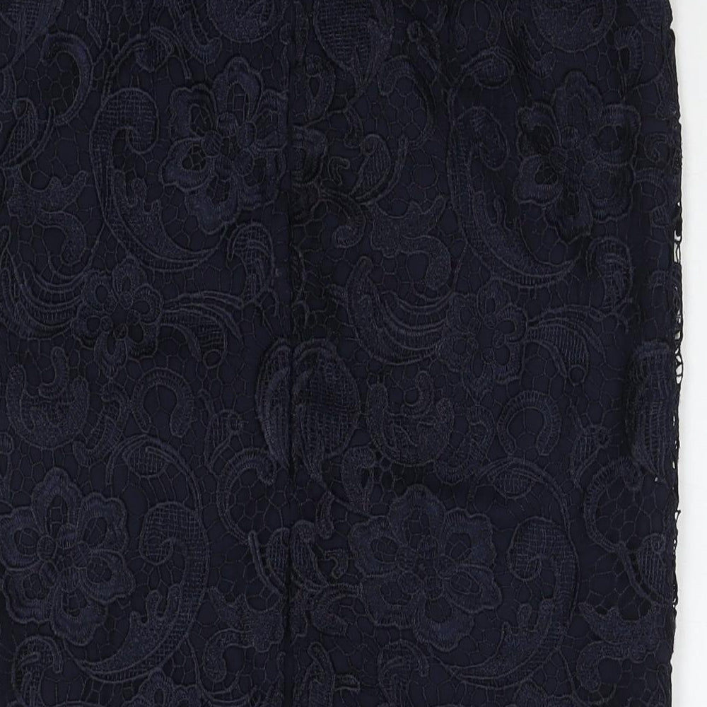 La Redoute Womens Blue Floral Polyester A-Line Skirt Size 12 Zip