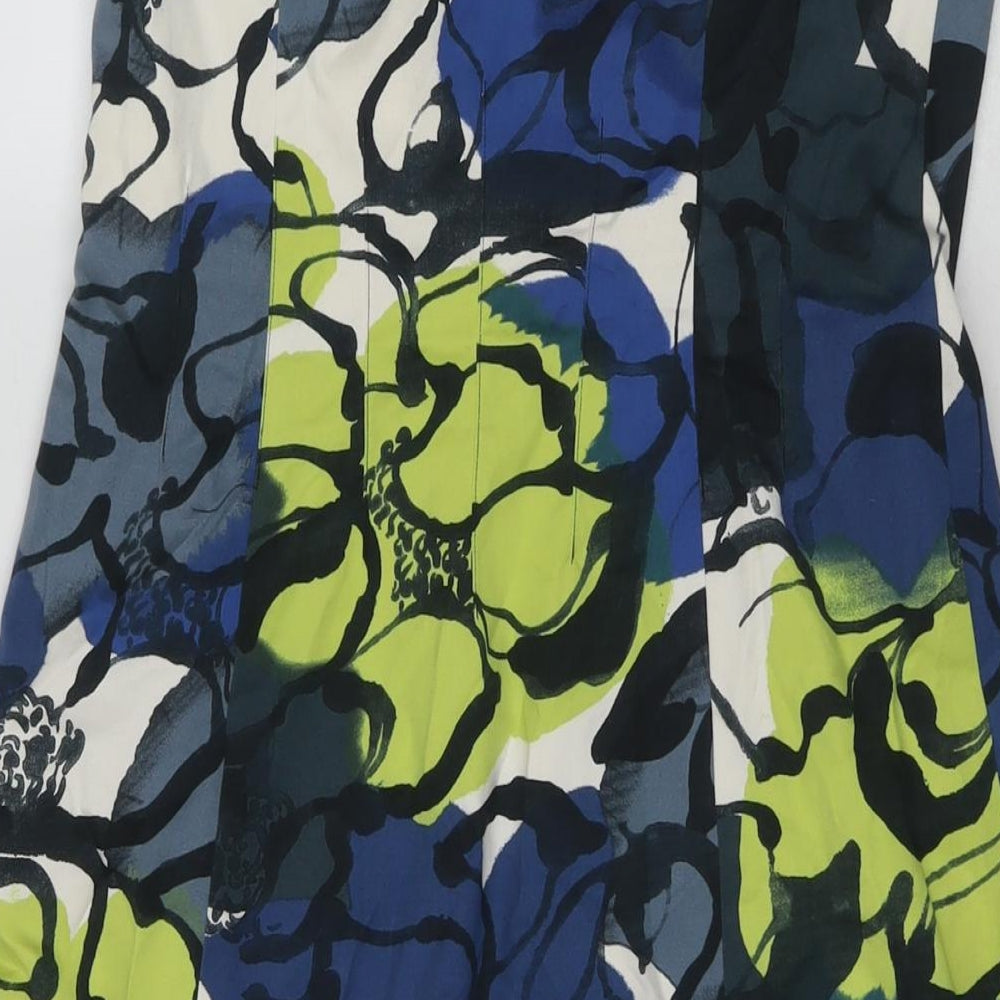 Coast Womens Multicoloured Geometric Cotton A-Line Size 10 Square Neck Pullover - Strapless