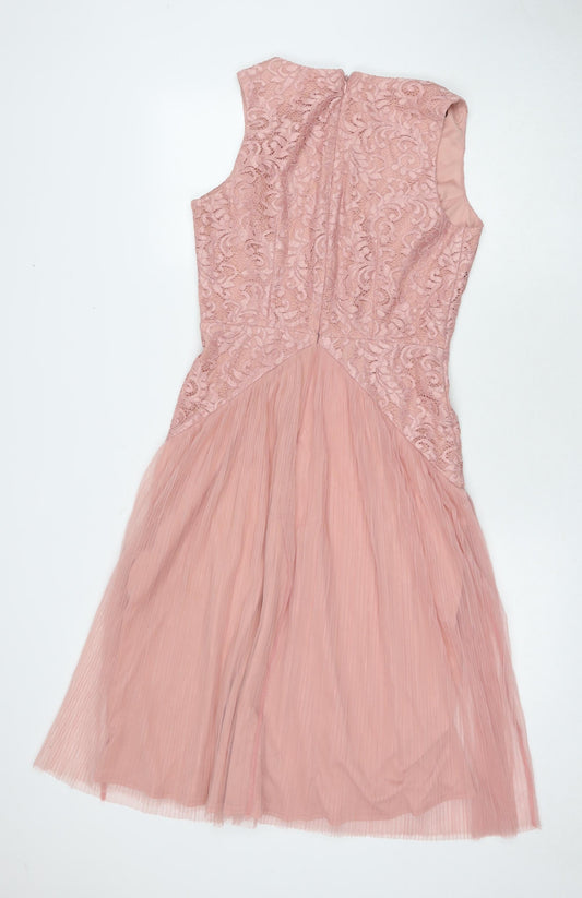 ASOS Womens Pink Polyester A-Line Size 12 V-Neck Zip