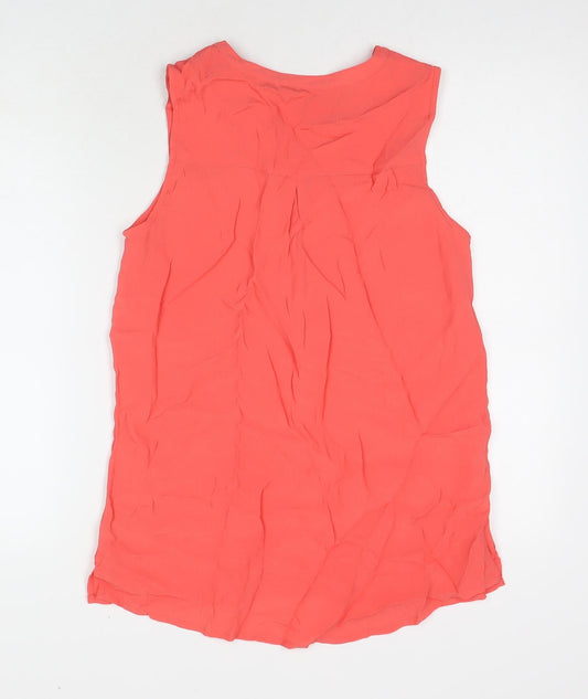 M&Co Womens Pink Polyester Basic Tank Size 10 V-Neck