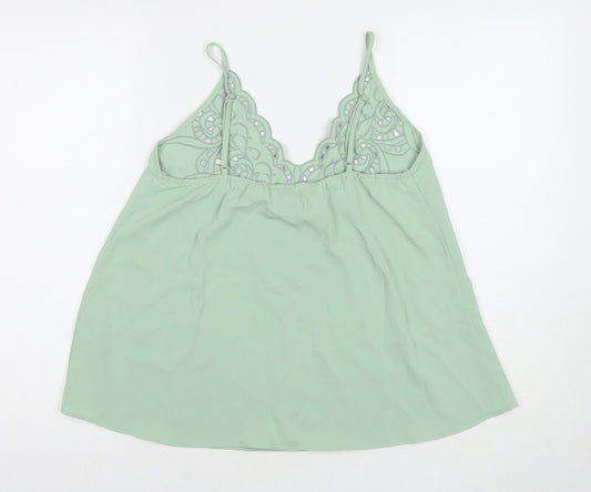 Capsule Womens Green Polyester Basic Tank Size M Round Neck