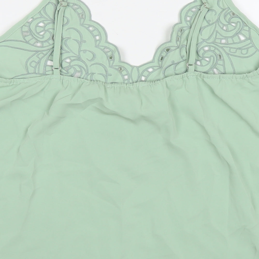 Capsule Womens Green Polyester Basic Tank Size M Round Neck