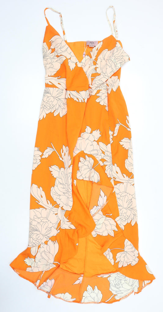 Additional front view of AX women’s multicoloured floral polyester fit & flare, size UK 16, v-neck