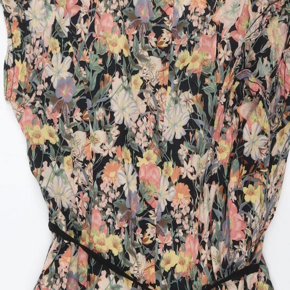 Bill&Blossom Womens Multicoloured Floral Viscose A-Line Size 16 Scoop Neck