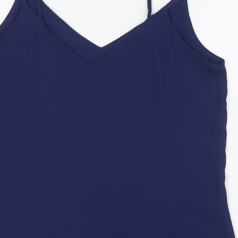 Marks and Spencer Womens Blue Polyester Camisole Button-Up Size 10 V-Neck