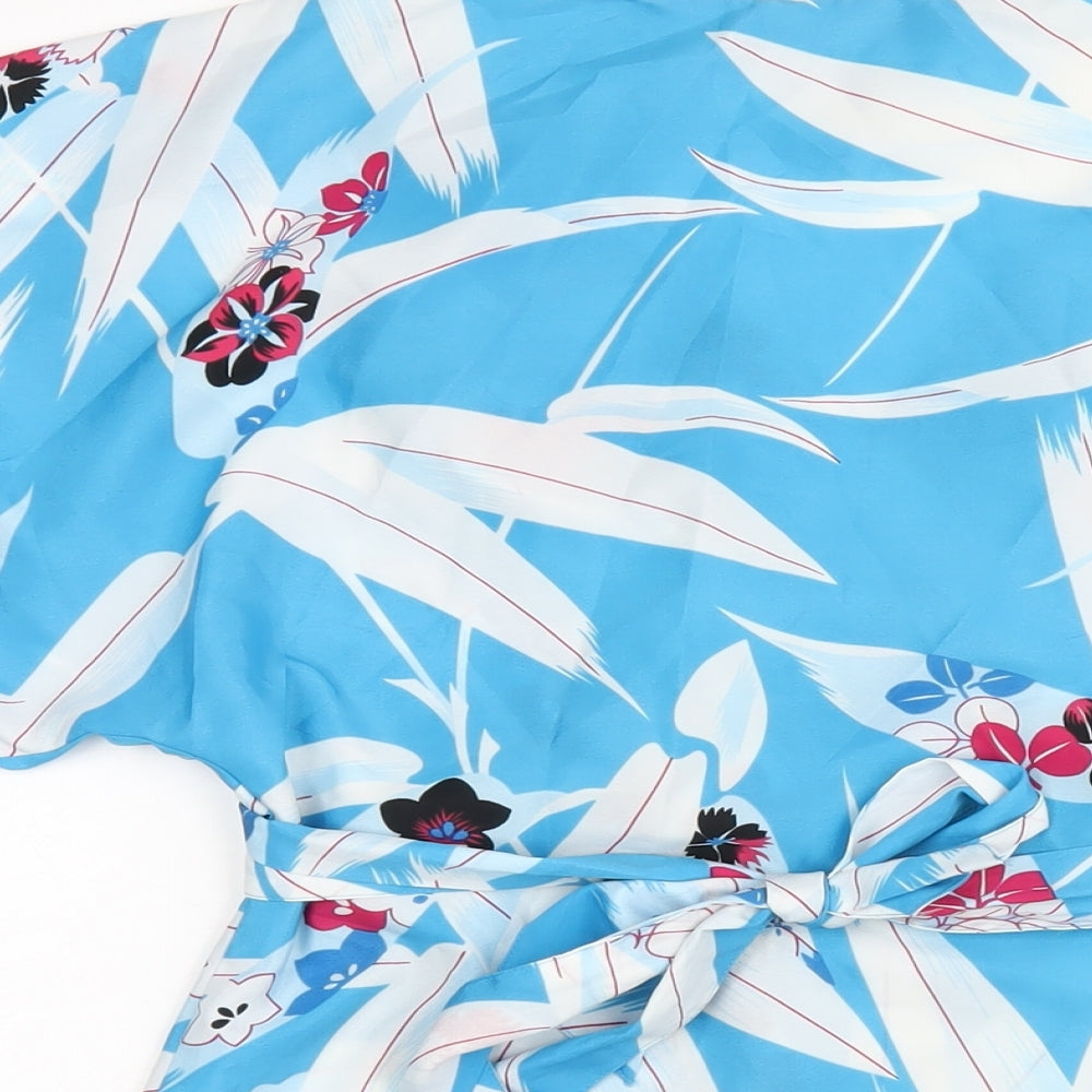 Monsoon Womens Blue Geometric Polyester A-Line Size 8 V-Neck Pullover