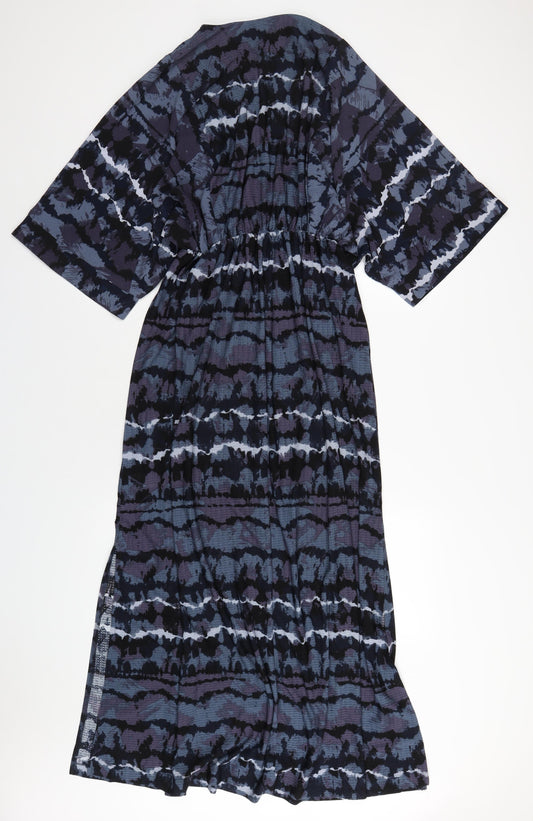 NEXT Womens Blue Geometric Polyester A-Line Size 8 V-Neck Pullover