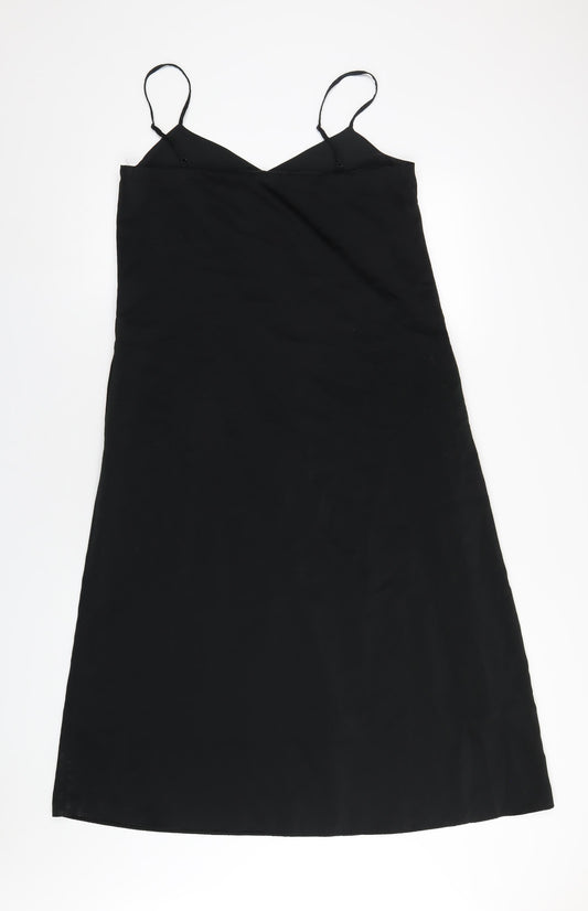 Uniqlo Womens Black Polyester A-Line Size M V-Neck Zip