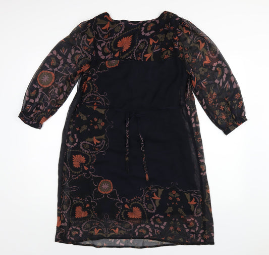 RJR.John Rocha Womens Multicoloured Geometric Polyester A-Line Size 12 Round Neck Zip
