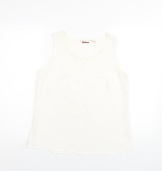 Kaleidoscope Womens Ivory Polyester Basic Tank Size 12 Scoop Neck
