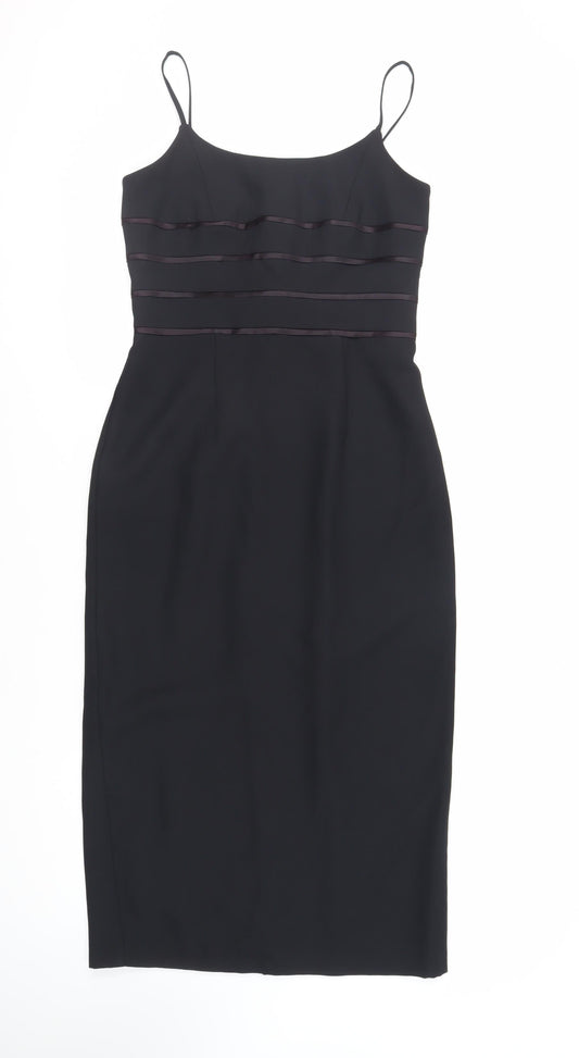 Additional front view of Principles women’s black polyester sheath, size UK 12, roll neck zip - lined