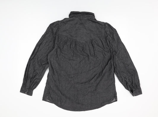 Womens UK Size 10 Marks and Spencer Black Basic Button-Up