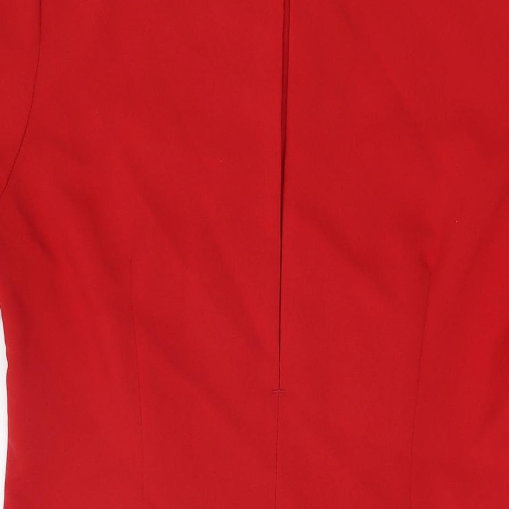 Womens UK Size 14 Simon Jersey Red Basic Button-Up
