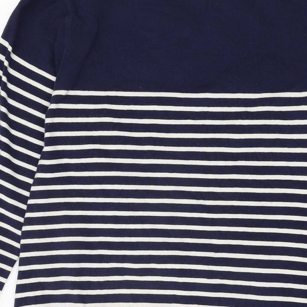 JoJo Maman Bébé Womens Blue Striped Cotton Shift Size M Round Neck Pullover