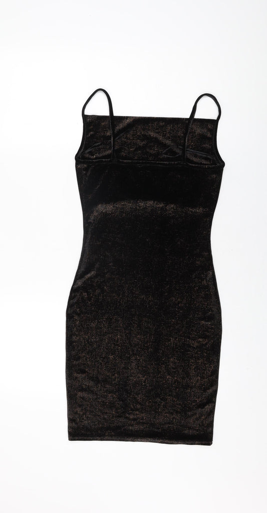 Miss Selfridge Womens Black Polyester Bodycon Size 6 Square Neck Pullover