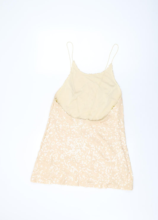 Womens UK Size L Motel Beige Basic T-Shirt