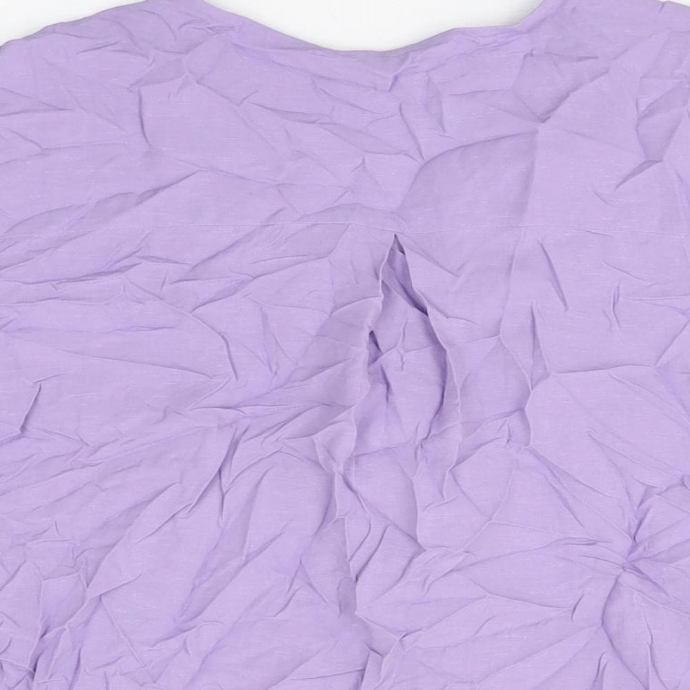 Autograph Womens Purple Polyester Basic Button-Up Size 8 V-Neck