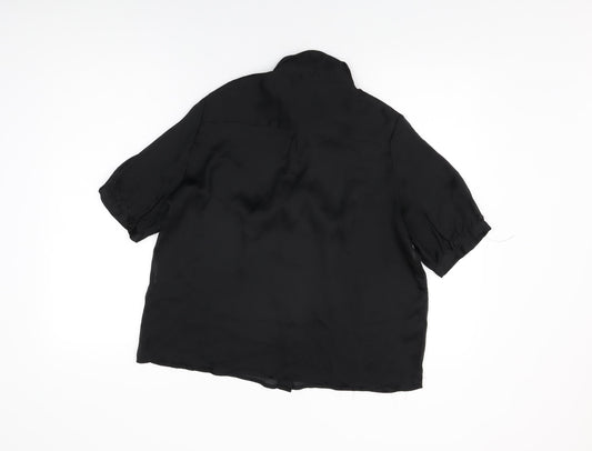 VILA Womens Black Polyester Basic Button-Up Size 6 Collared