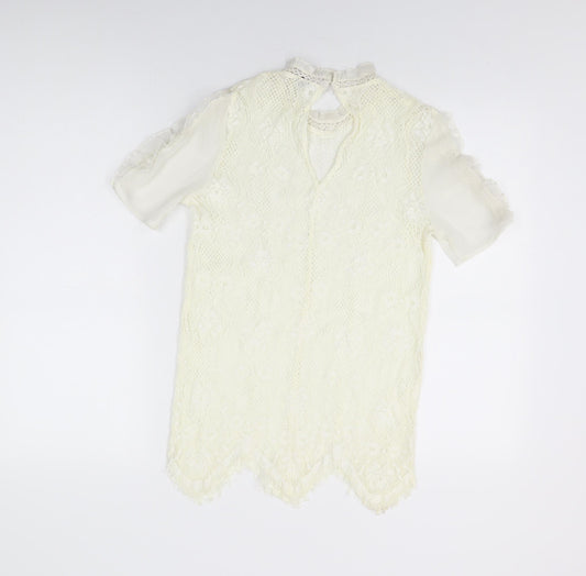 Womens UK Size 6 River Island Ivory Basic T-Shirt
