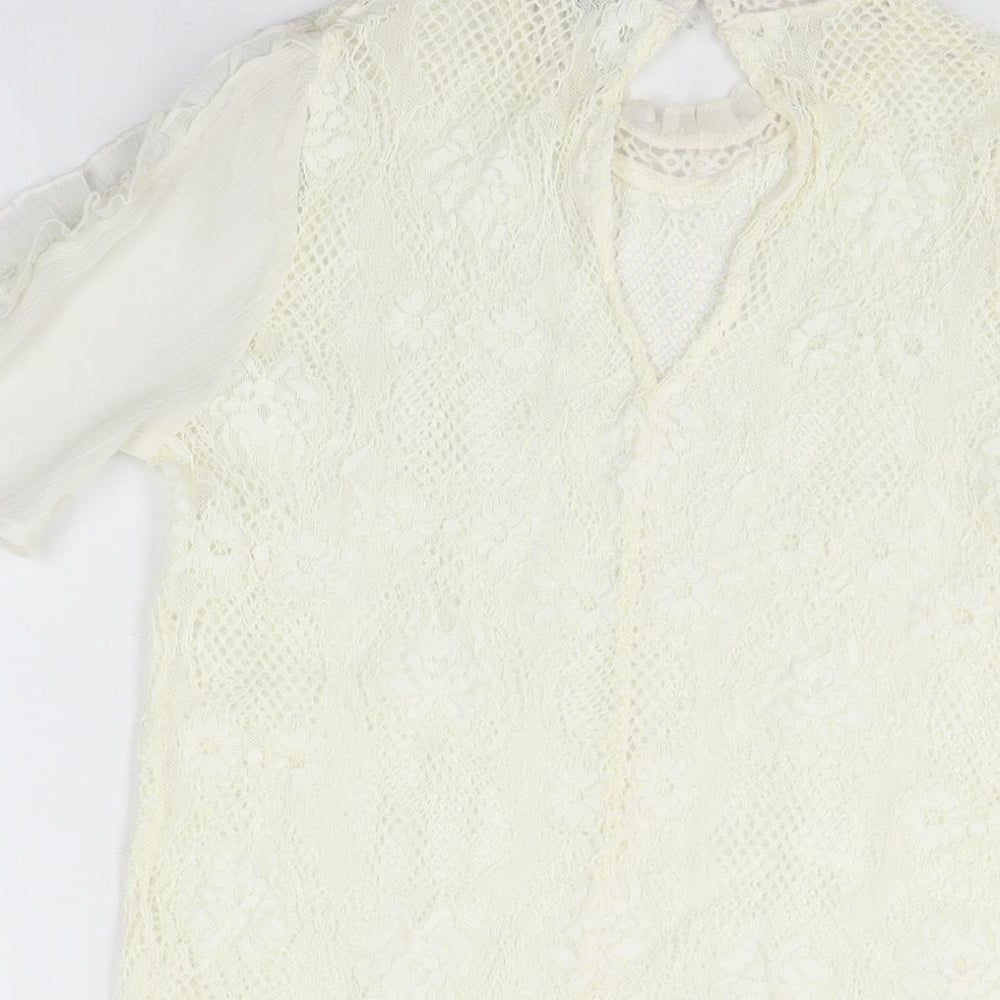 Womens UK Size 6 River Island Ivory Basic T-Shirt