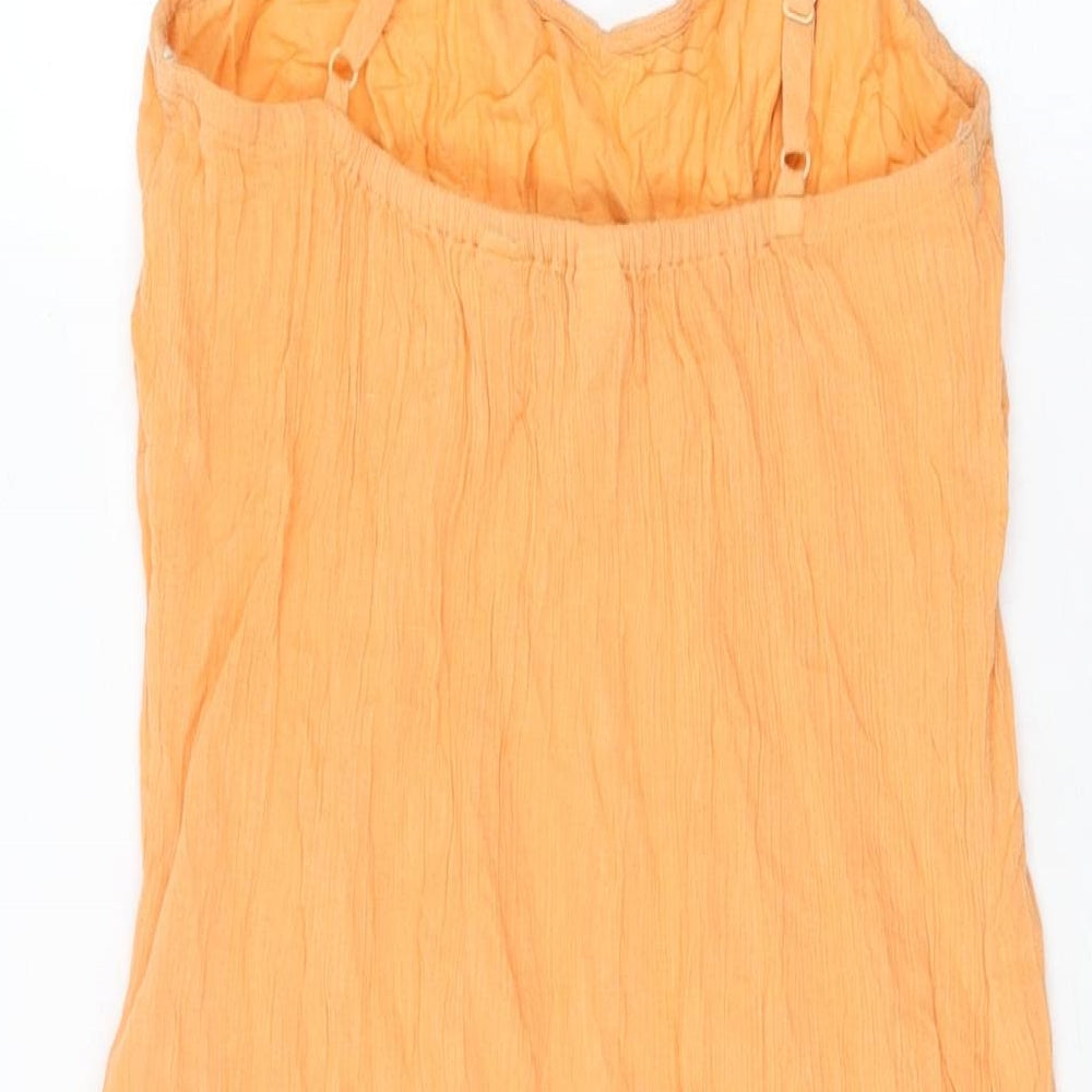BHS Womens Orange Cotton Shift Size 10 V-Neck Pullover
