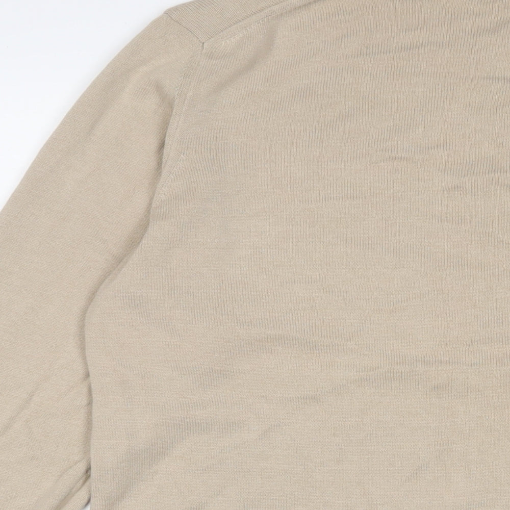 Autograph Mens Beige Crew Neck Cotton Pullover Jumper Size S Long Sleeve