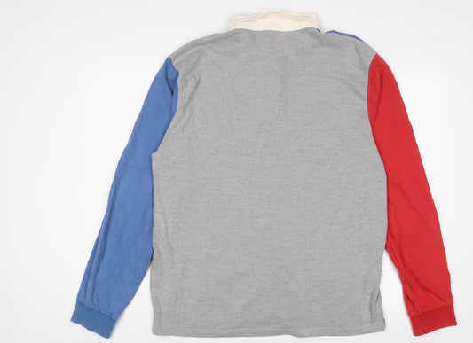 Urban Outfitters Mens Multicoloured Geometric Cotton Polo Size L Collared Button - Embroidered