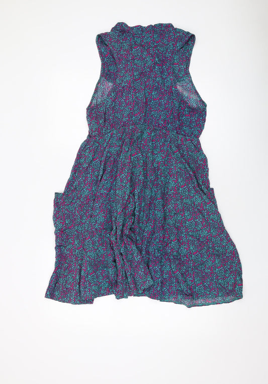 Additional front view of Izabel women’s multicoloured floral viscose a-line, size UK 14, v-neck tie