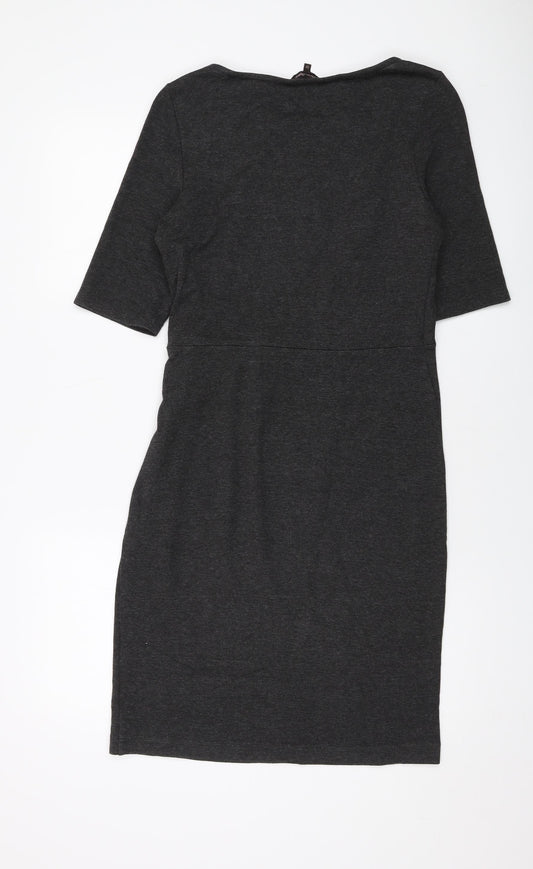 Phase Eight Womens Grey Viscose Sheath Size 12 Round Neck Pullover