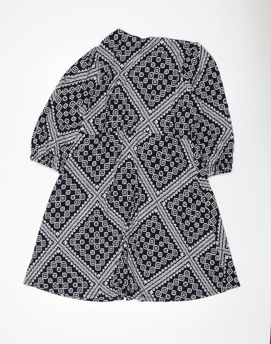 Marks and Spencer Womens Beige Geometric Viscose A-Line Size 18 Round Neck Pullover