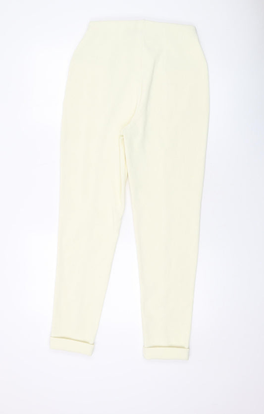 Kaleidoscope Womens Ivory Polyester Trousers Size 14 L28 in Regular